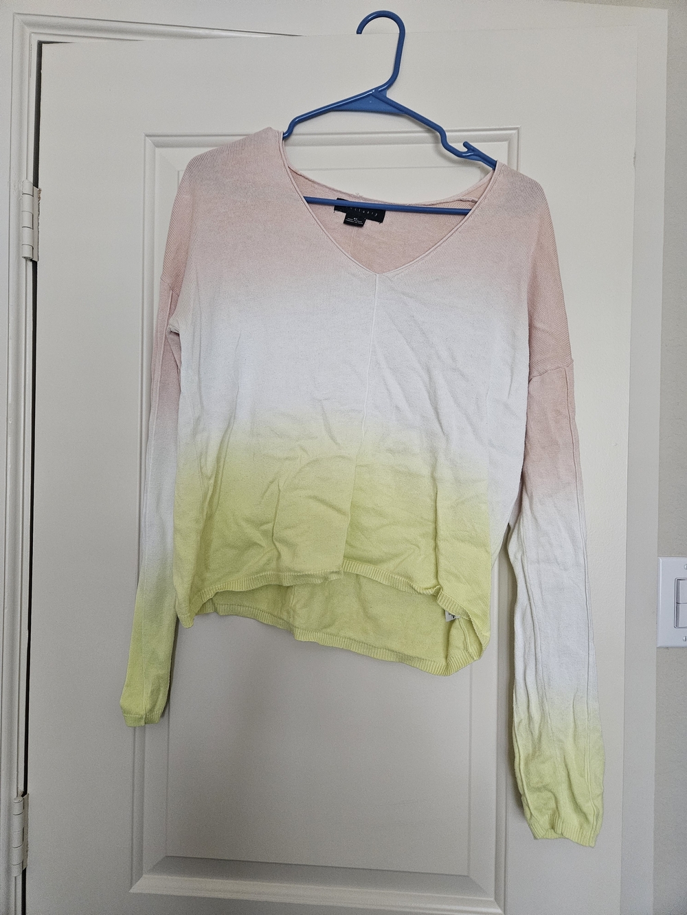 Sanctuary Ombre V-Neck Pullover in Pink, White & Lemon